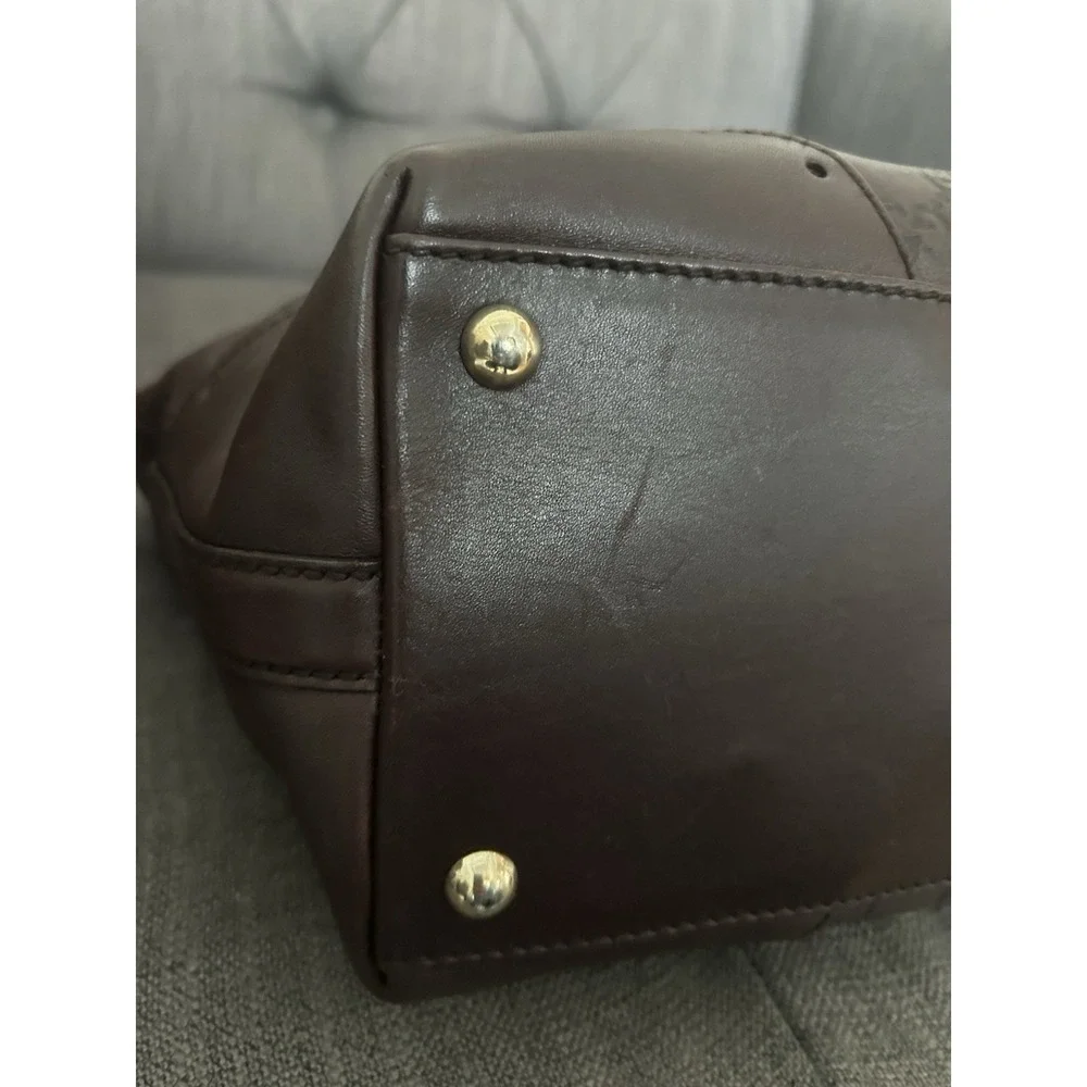 GUCCI Guccissima Shoulder Tote Bag GG Dark Brown Leather 145993 Authentic